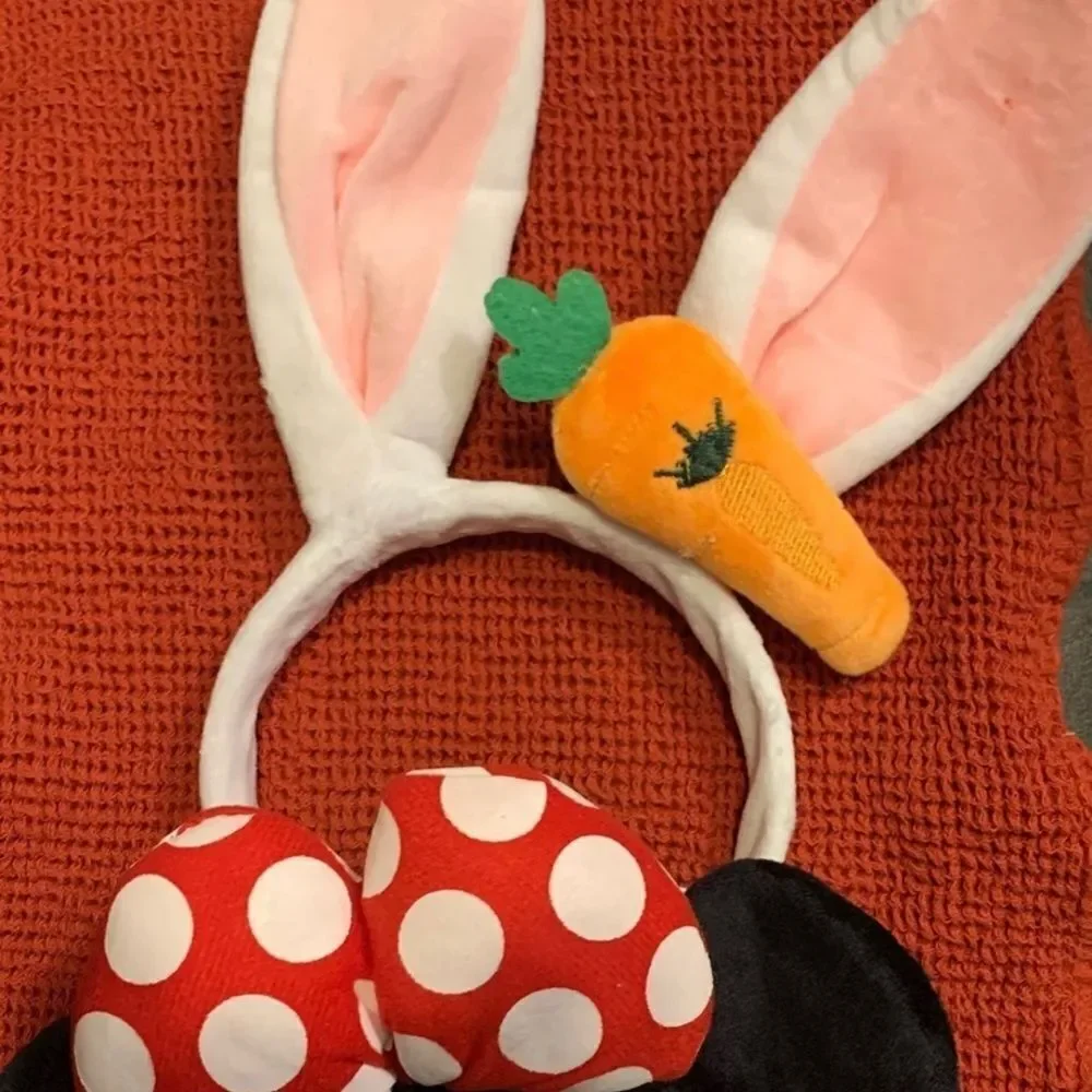 Disney Park Gifts Carrot New Rabbit Ears Cos Easter Party White Headband & Bow